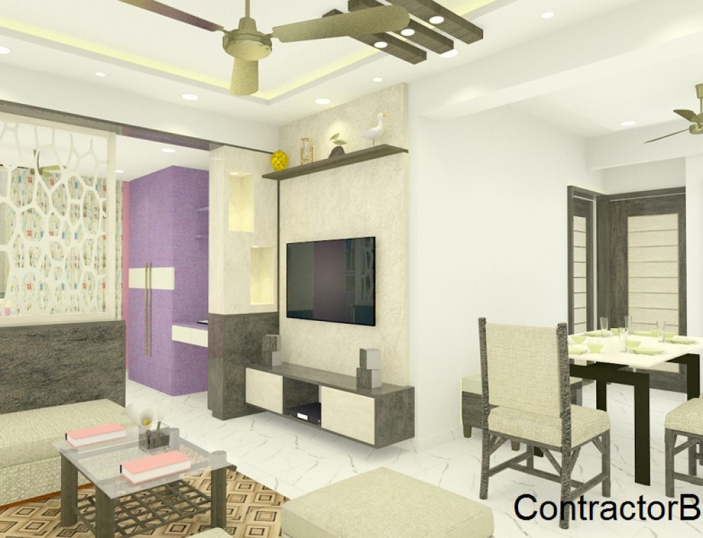 Modern, Trendy Living room Interiors, Bangalore - ContractorBhai